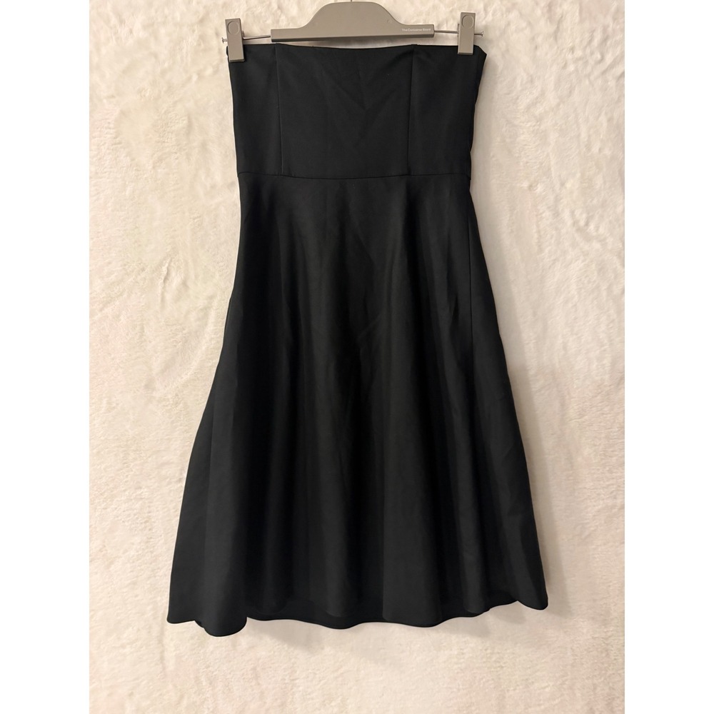 Ann Taylor Black Strapless Fit and Flare Dress Cotton Silk Blend Size 0 Cocktail